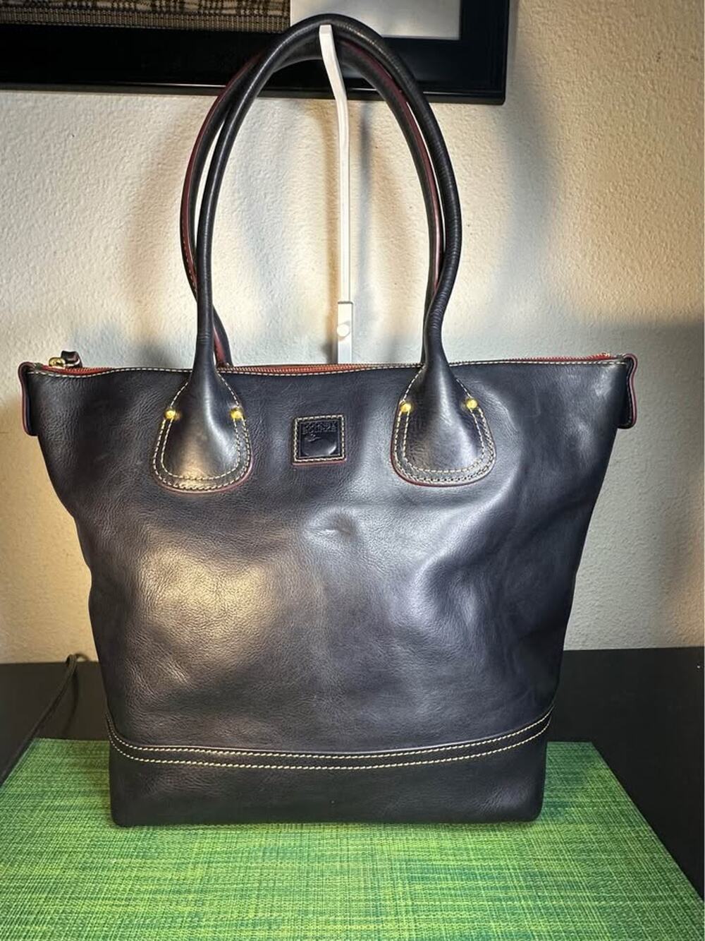 Dooney & Bourke Florentine Leather Tulip Shopper - Like New (NWOT) - Navy